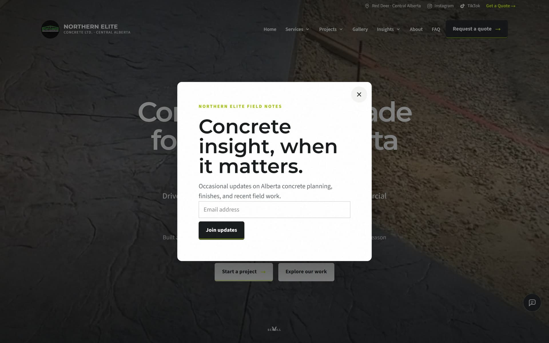 Northern Elite contractor site site screenshot