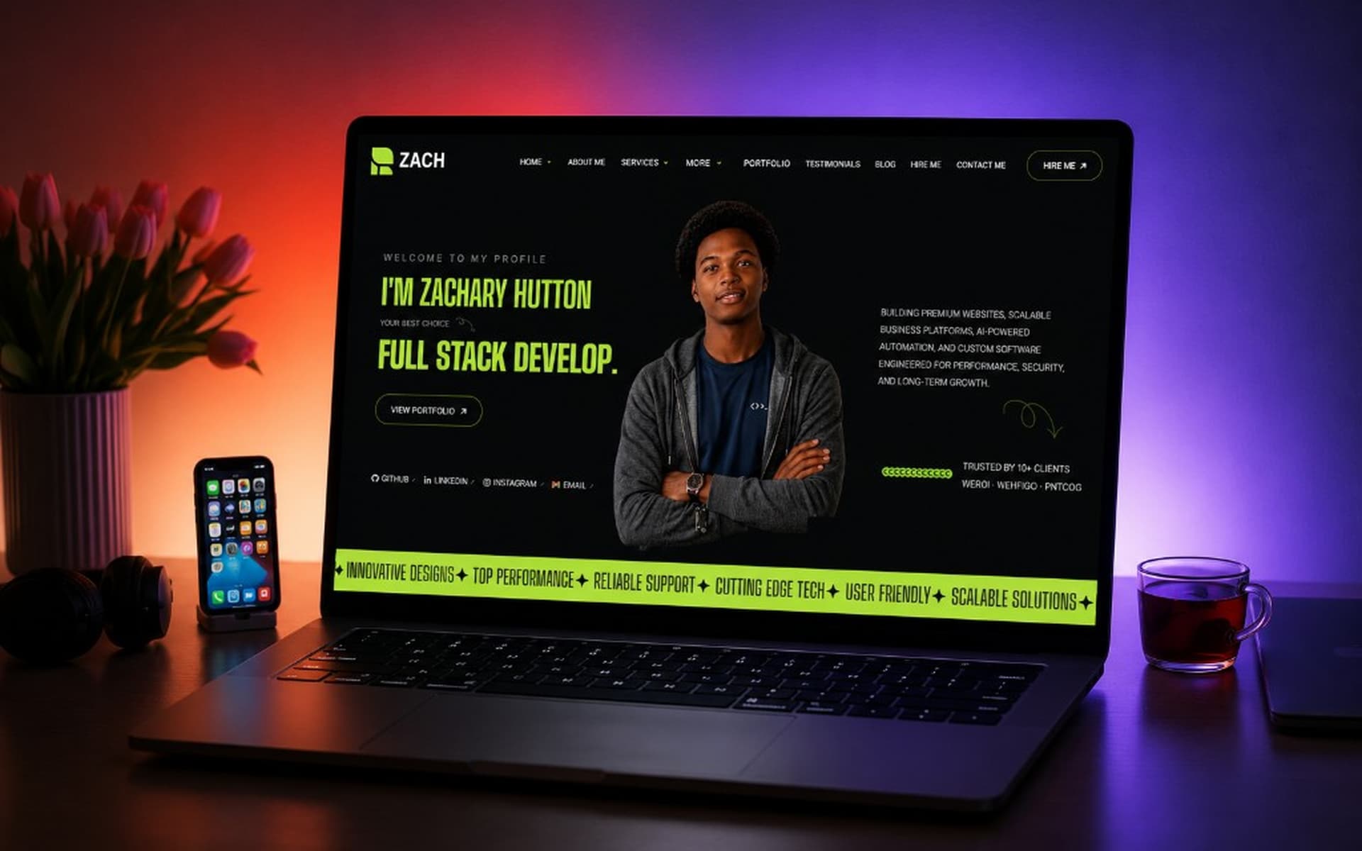 Zachary Hutton portfolio device mockup