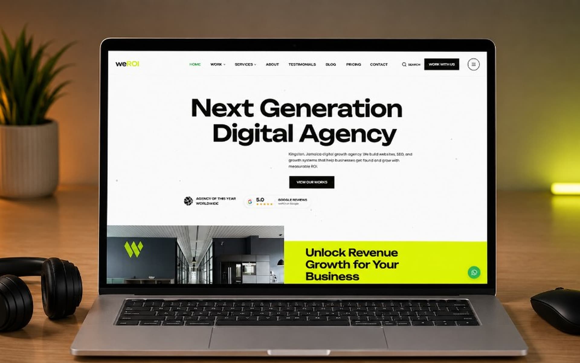 weROI agency site device mockup