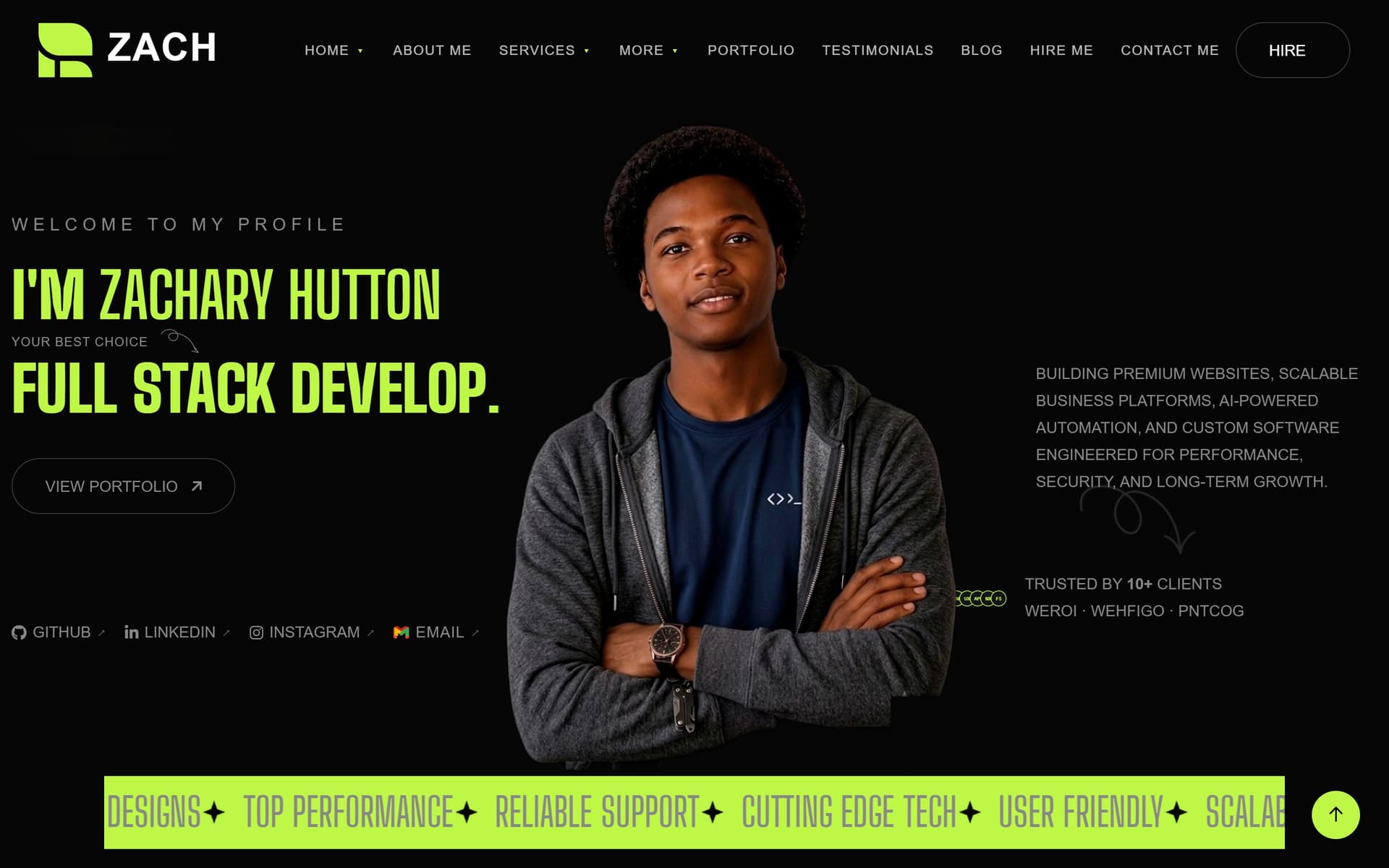 Zachary Hutton portfolio site screenshot