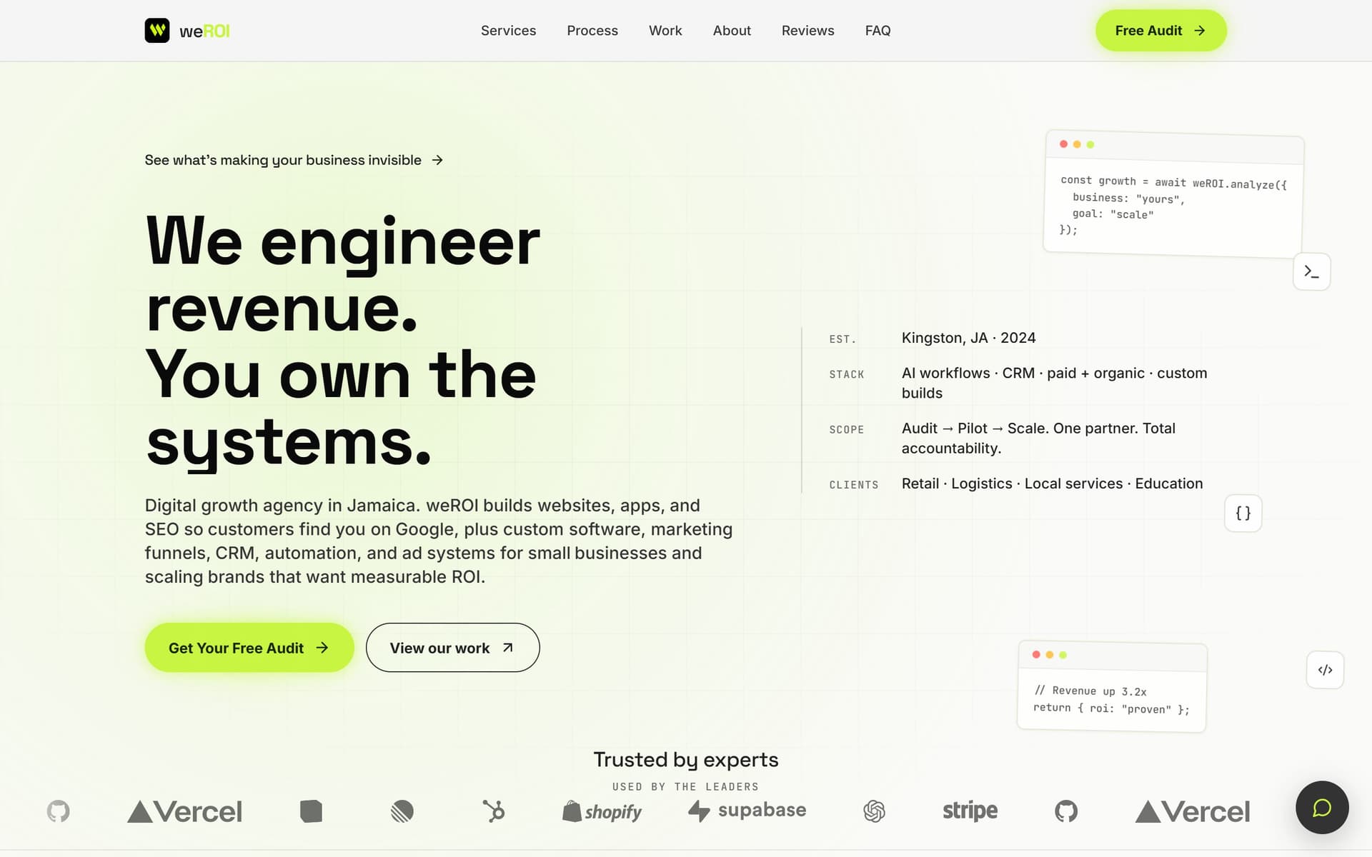 weROI agency site site screenshot