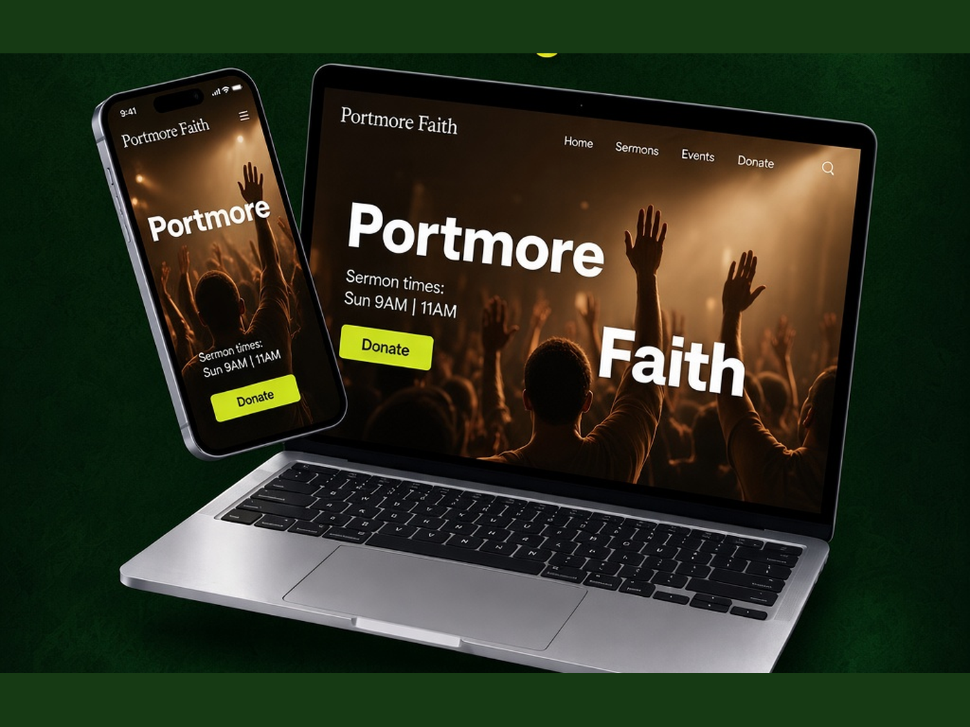 Church or Community website on laptop and phone