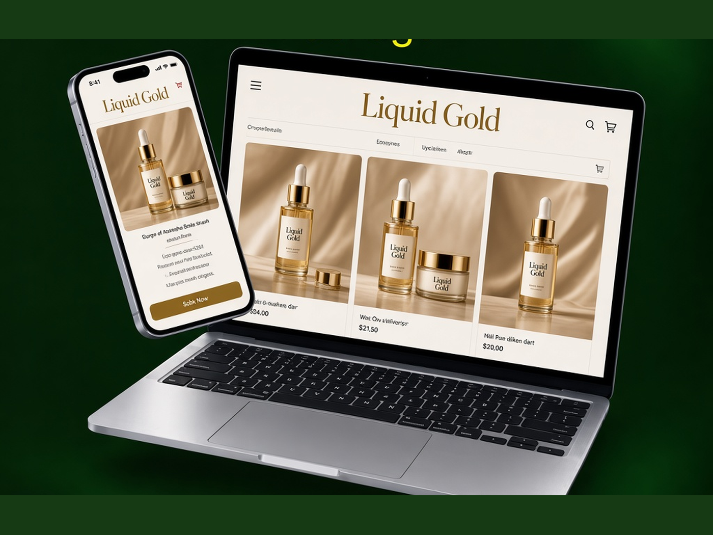 Online Store website on laptop and phone