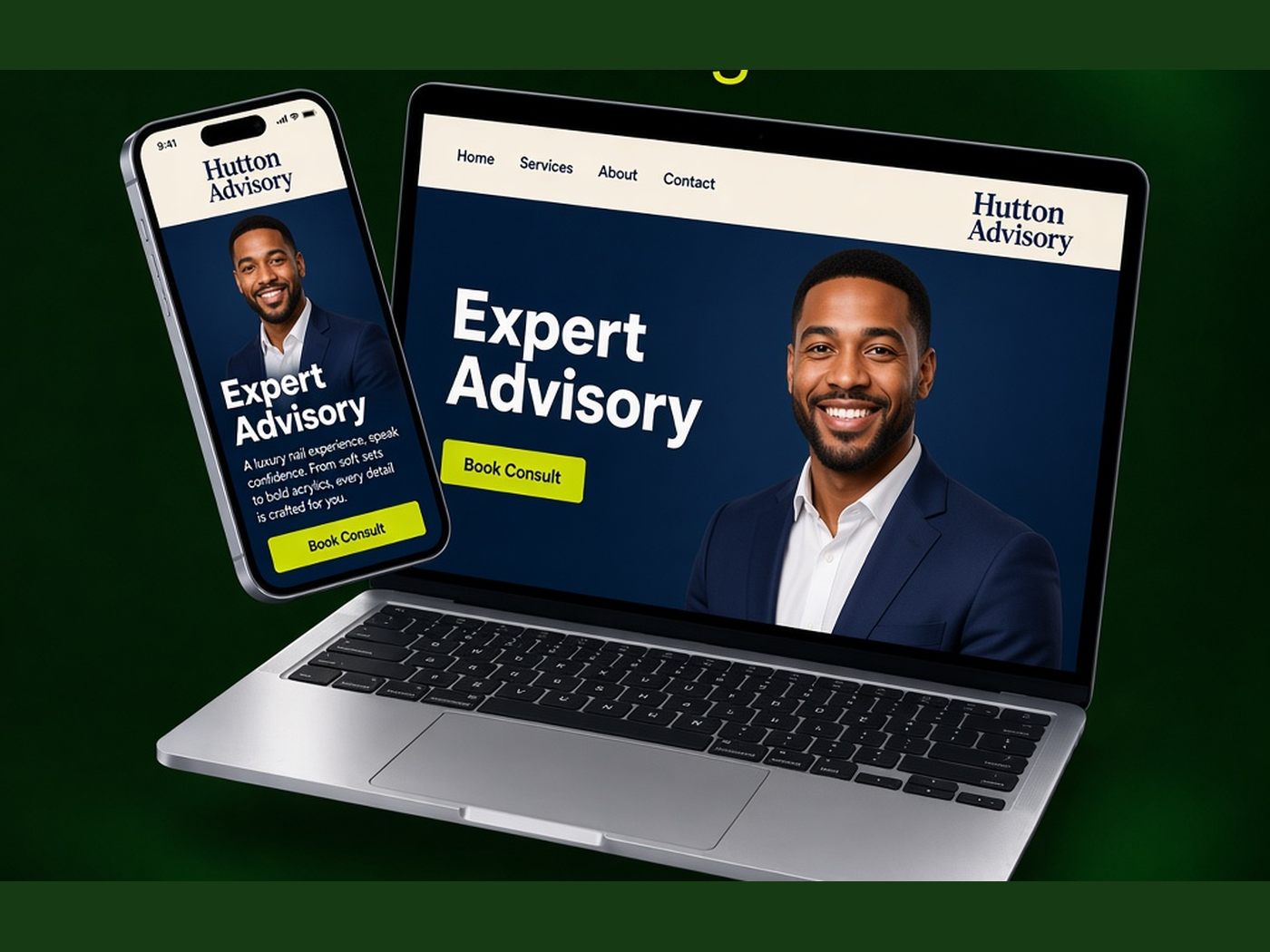 Professional Brand website on laptop and phone